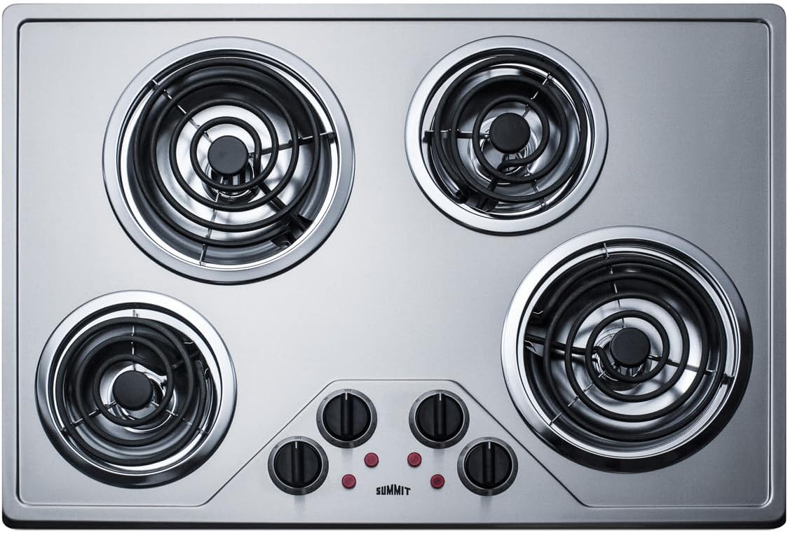 Summit 30" 4 Burner Electric Cooktop Stainless Steel - CR430SS