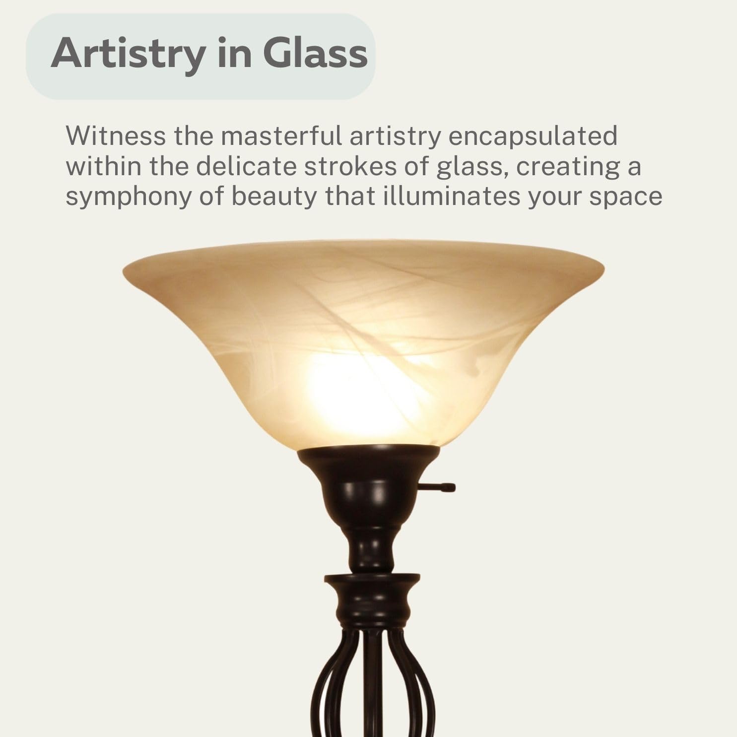 LIGHTACCENTS Bronze Floor Lamp with Glass Alabaster Swirl Amber Shade - Elegant Home Decor Standing Lamp - Ideal Floor Lamps for Living Room
