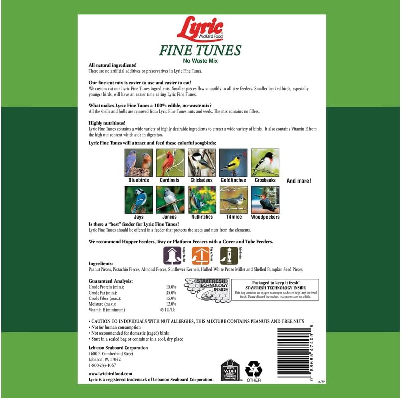 Lyric Fine Tunes Wild Bird Seed Mix - No Waste Bird Food Mix - Attracts Bluebirds, Finches, Chickadees & More - Seed for Outside Feeders - 15 lb Bag | Attracts Bluebirds, Finches, Chickadees and more - Seed for outside feeders