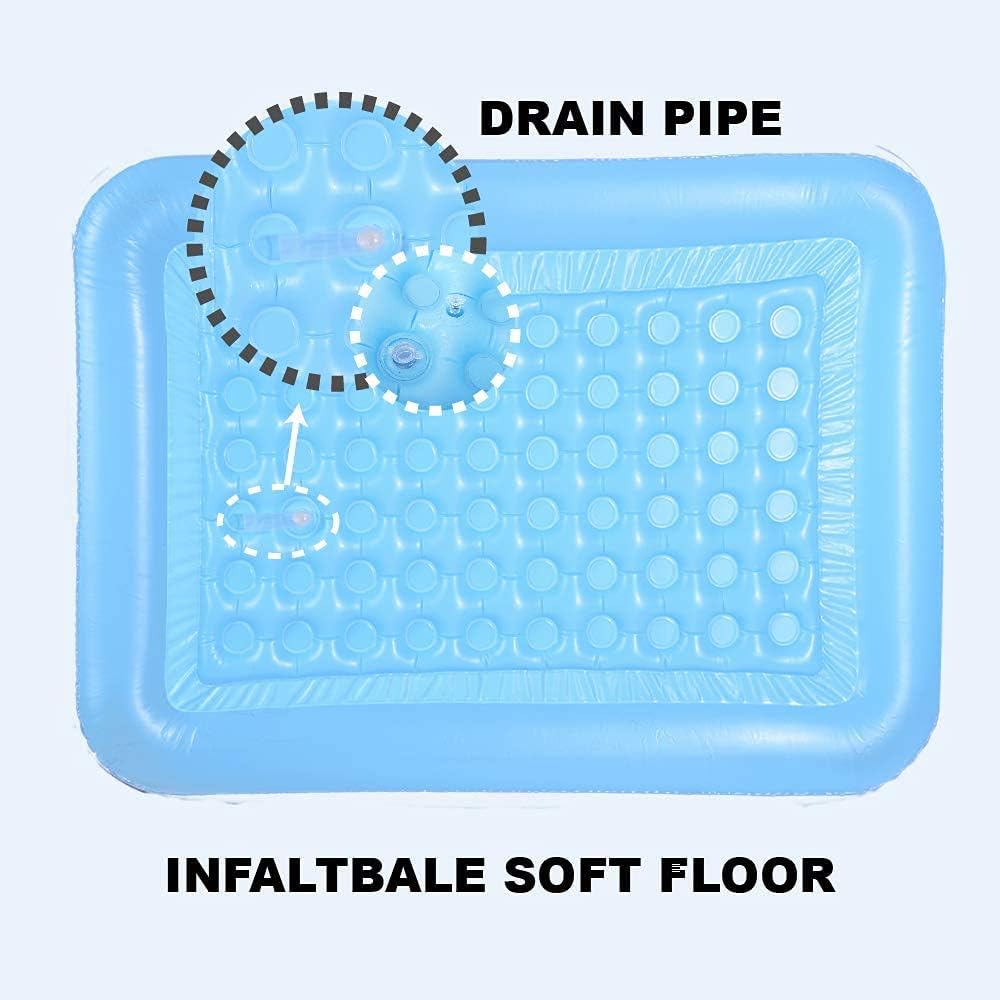 Inflatable Swimming Pool for Kids, 59" X 45" X 20" Kiddie Pools with Inflatable Soft Floor, Durable Blow Up Pools for Backyard
