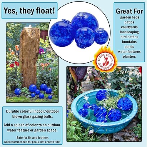 Totally Blown Glassworks Pond Float. Handmade Blown Glass, Garden Gazing Ball, Table Centerpiece