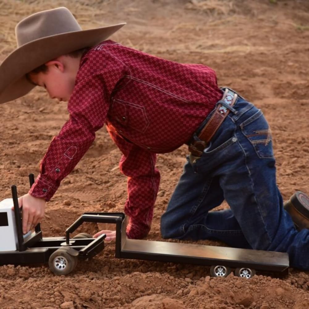 Little Buster Toys Gooseneck Flatbed Trailer – All-Metal 1:16 Scale Black Ranch Hauling Accessory for Farm Displays