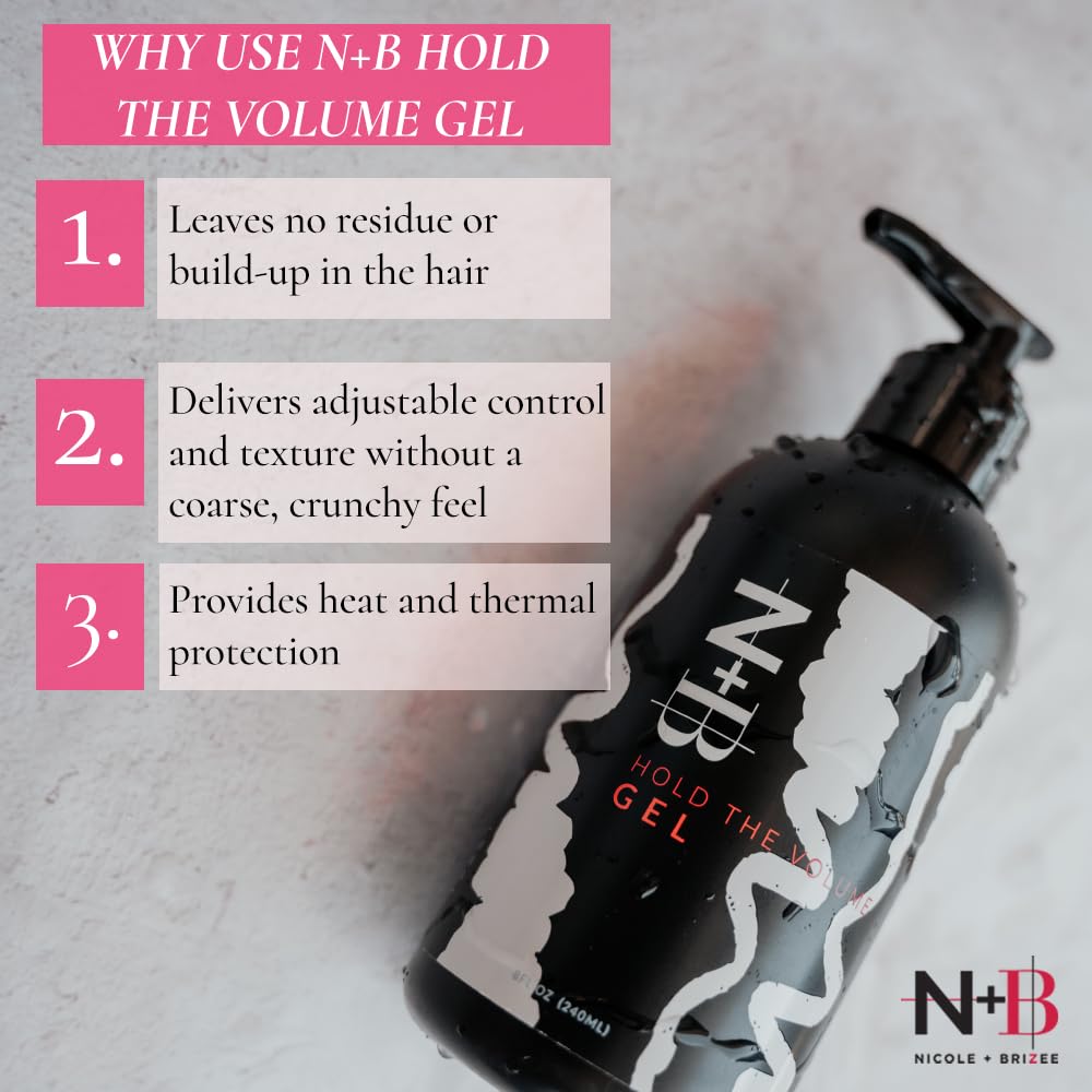 N+B Hair Styling Gel, Strong Hold, Curl Defining & Volume Boost, 8 oz