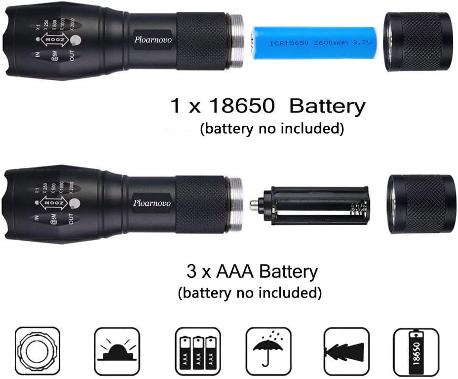Hunting Flashlight - Green LED Handheld Light - Zoomable, Water & Shock Resistant Night Hunting Lights for Fishing, Hog, Pig, Coyote, Varmint