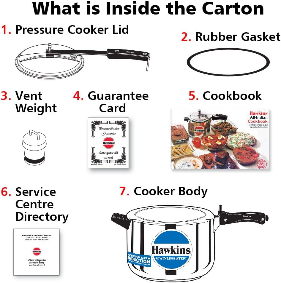 Hawkins Stainless Steel 5.0 Litre Pressure Cooker