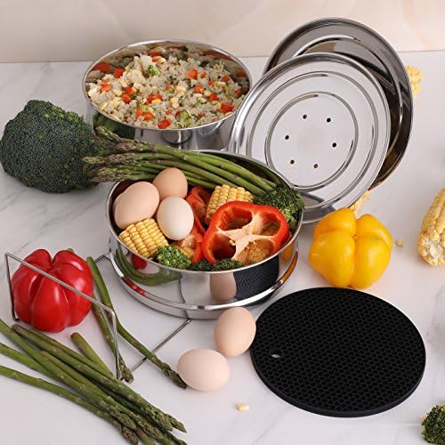 Aozita Stackable Steamer Insert Pans with Sling for Instant Pot Accessories 6/8 qt - Pot in Pot, Baking, Casseroles, Lasagna Pans