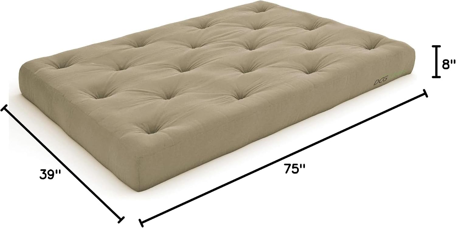 Nirvana Futons Plush, Comfortable 8-Inch Full Futon Mattress, Microfiber Fudge - Made in USA