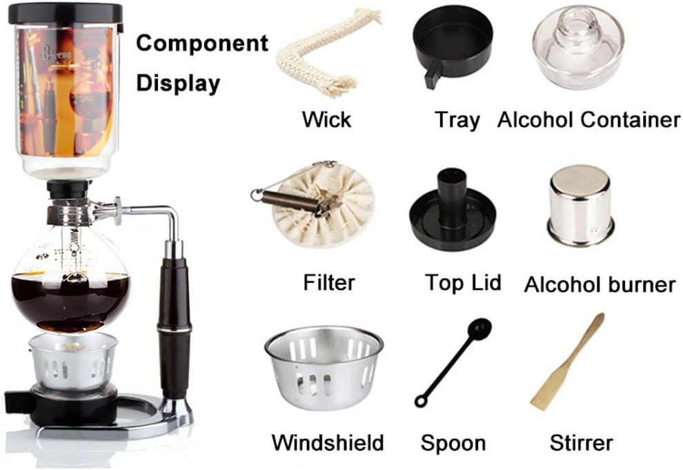Siphon Coffee Maker Japanese Style Vacuum Glass Siphon Pot Percolators 1-3 Cups Siphon Coffee Maker