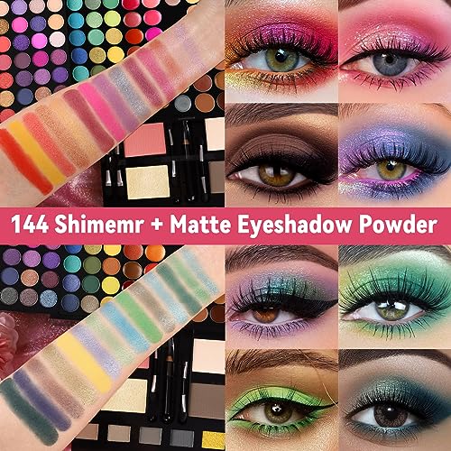 CHARMCODE 190 Colors Cosmetic Make up Palette Set Kit Combination with Eyeshadow Facial Blusher Eyebrow Powder Face Concealer Eyeliner Pencil A