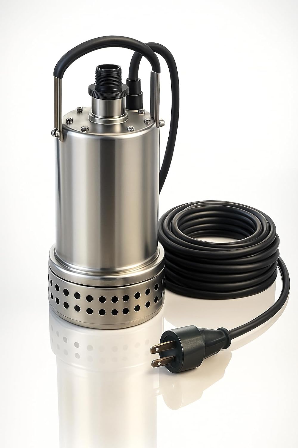 3/4 HP 8.5 Amp Submersible Utility Pump, 4400 GPH High-Flow, 40 ft Head Lift, Stainless Steel Housing