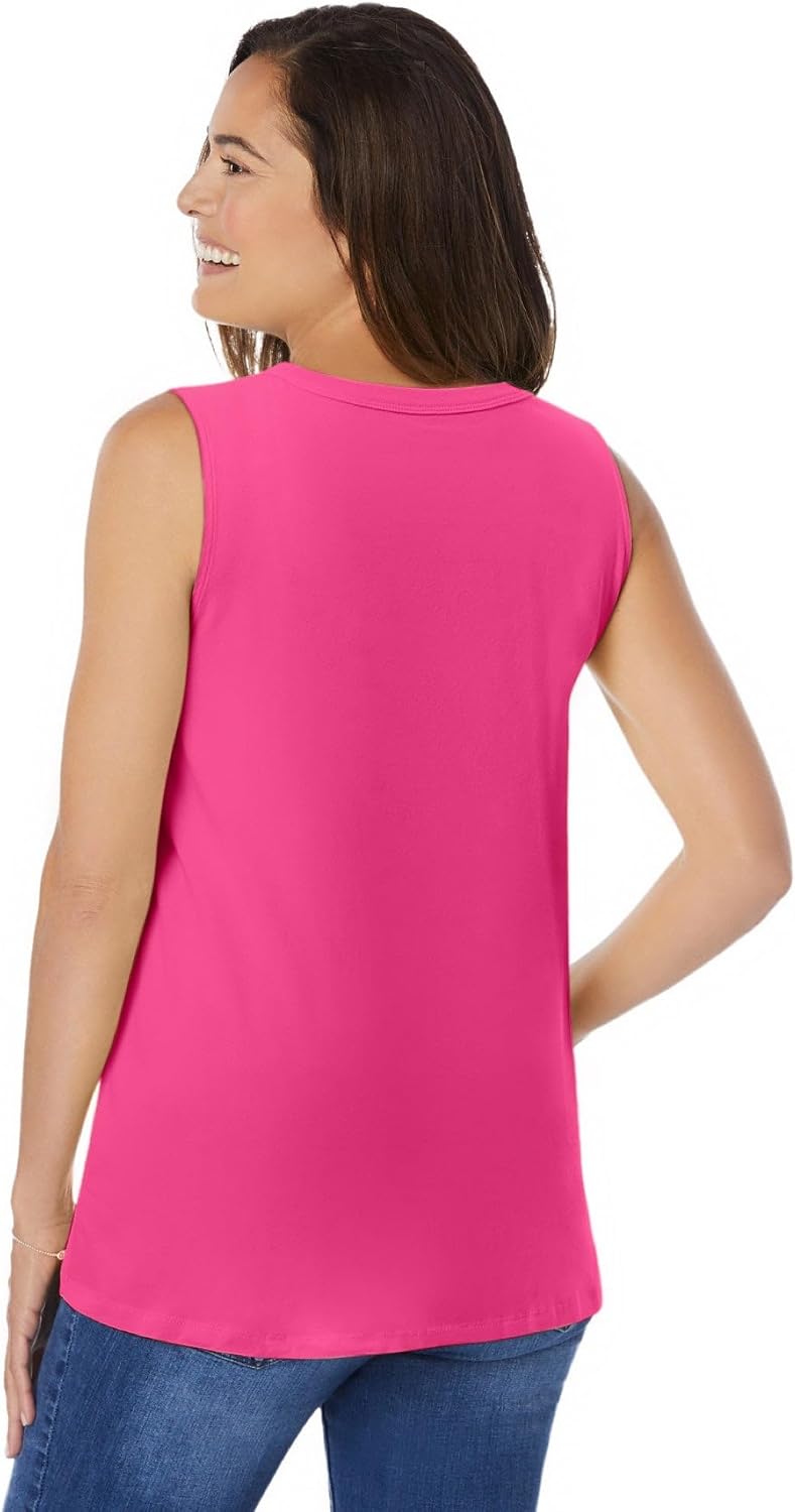 Woman Within Perfect Sleeveless Shirred V-Neck Tunic
