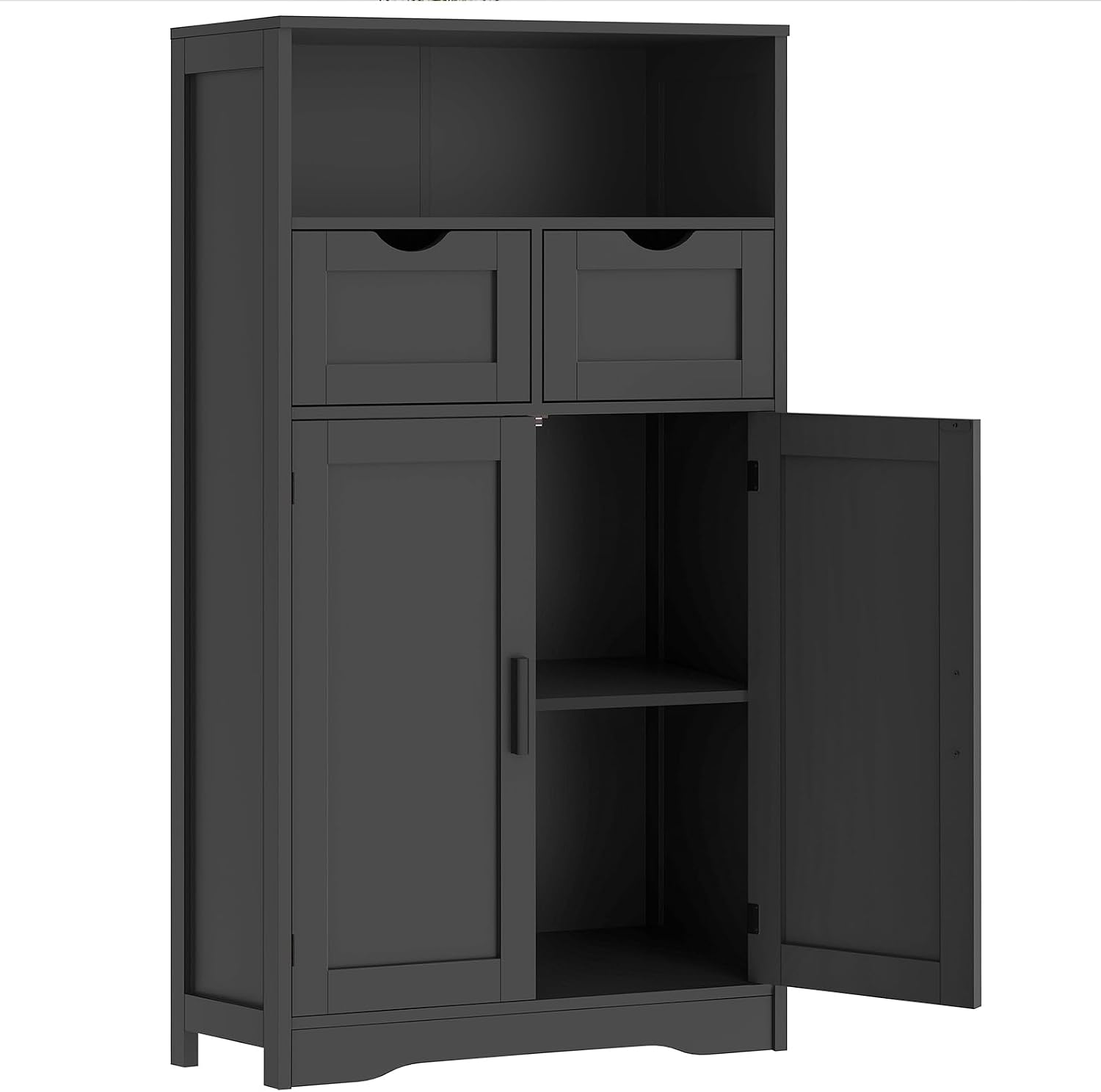 Iwell Storage Cabinet with 2 Drawers & Adjustable Shelves, Cupboard, Floor Cabinet for Living Room, Home Office, Rustic Brown