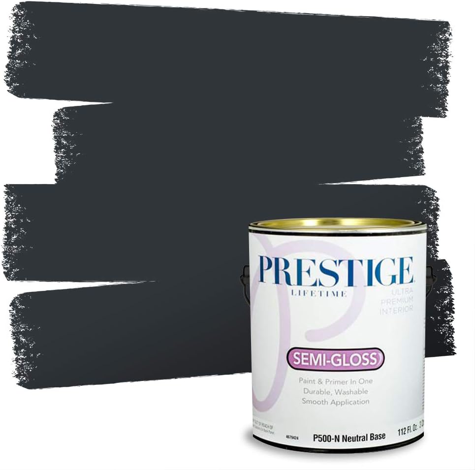 PRESTIGE Paints Exterior Paint and Primer In One, 1-Gallon, Satin, Comparable Match of Sherwin Williams* Black Magic*
