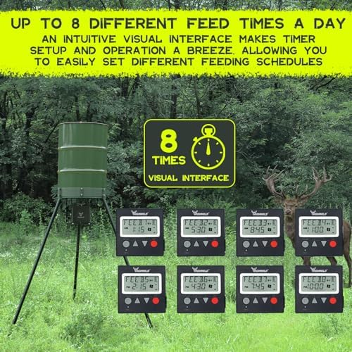 Highwild 6V/12V Universal Game Feeder Digital Timer | Up to 8 Feed Times Deer Feeder Timer with Adjustable Feed Duration, Motor Speed, LCD Display