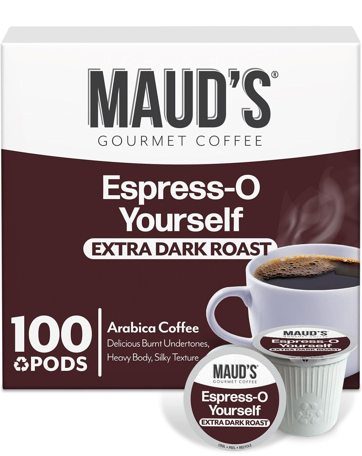 Maud's Dark Roast Coffee Pods, 100ct | Dark Roast Coffee in Single Serve Pods – Compatible with Keurig Coffee Makers