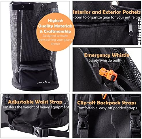 Athletico Scuba Diving Bag - XL Mesh Travel Backpack for Scuba Diving and Snorkeling Gear & Equipment - Dry Bag Holds Mask, Fins, Snorkel, and More