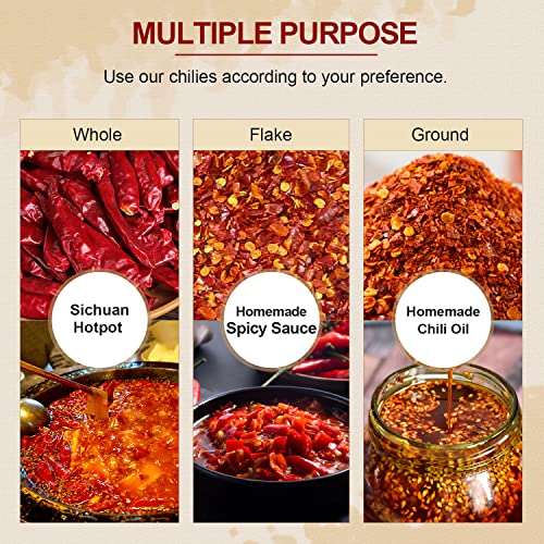 52USA Whole Dried Chilli Peppers, Medium Spicy Dried Chilies 4 Oz, Natural and Premium Red Chili Pepper, Szechuan Red Peppers, Whole Dry Chili Pepper