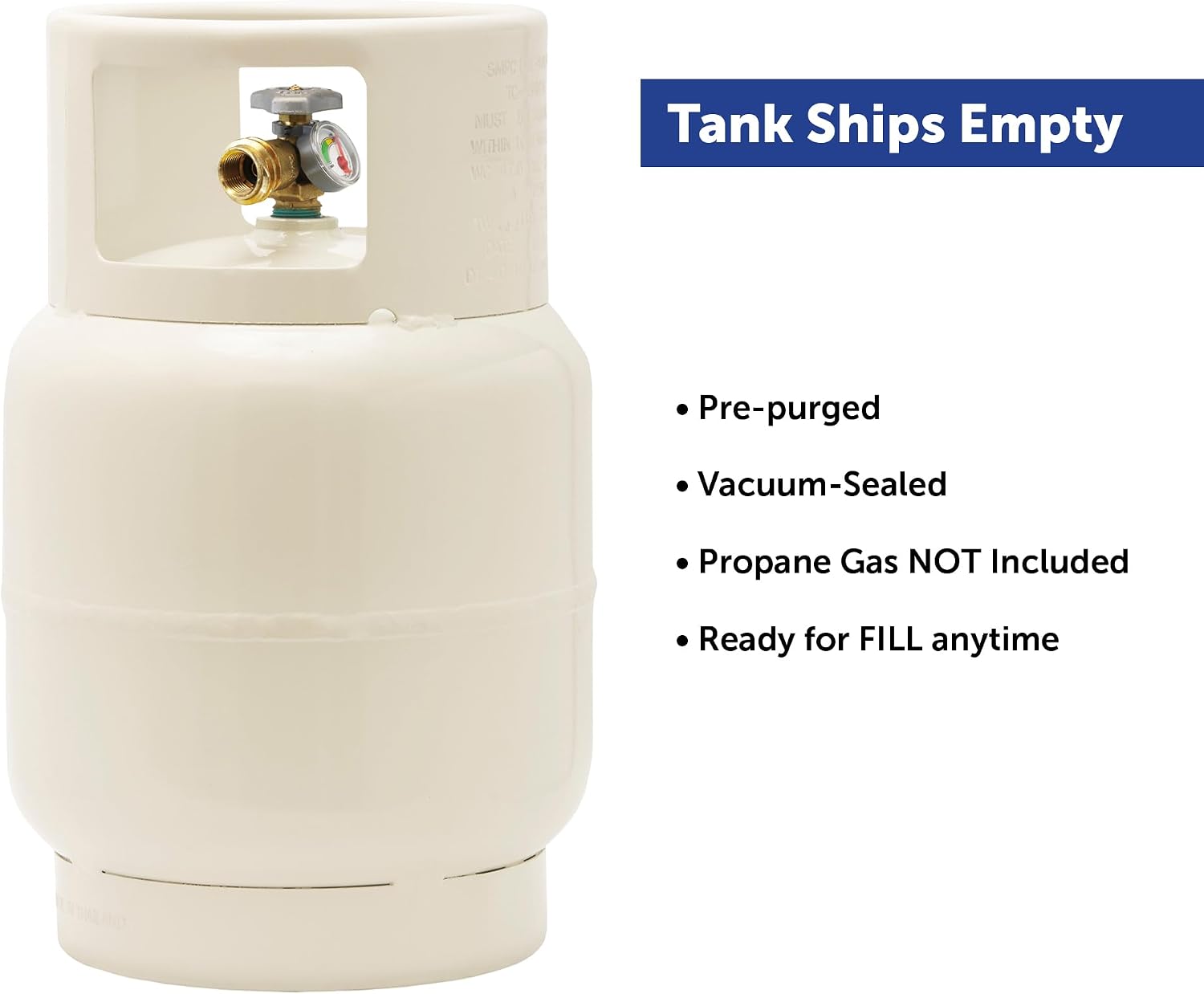 Flame King YSN201BT 20LB Steel Floor Buffer Propane Tank Cylinder with Vapor Valve and Level Gauge, White