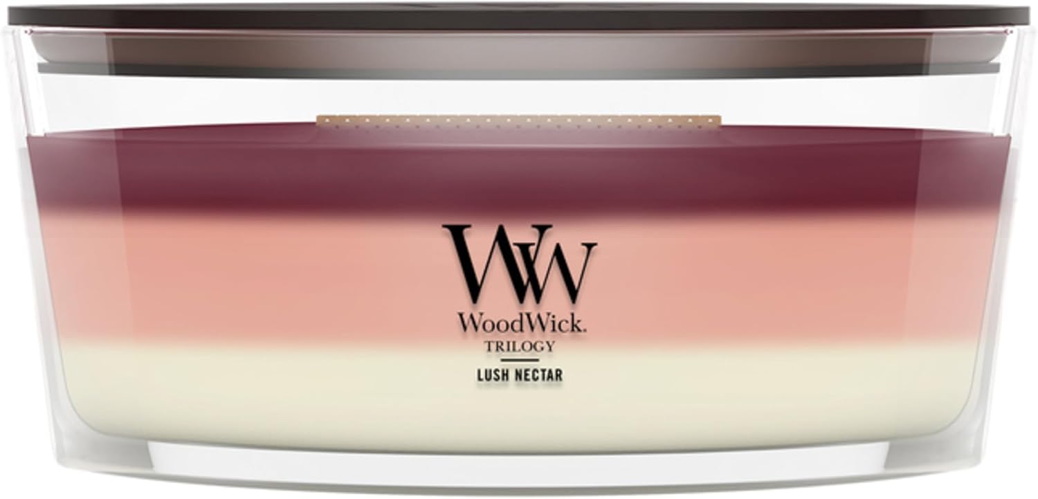 WoodWick Café Sweets Trilogy Holiday Candle Gifts for Women and Men, 9.7 oz Medium Hourglass Trilogy Candle with Crackling Wick