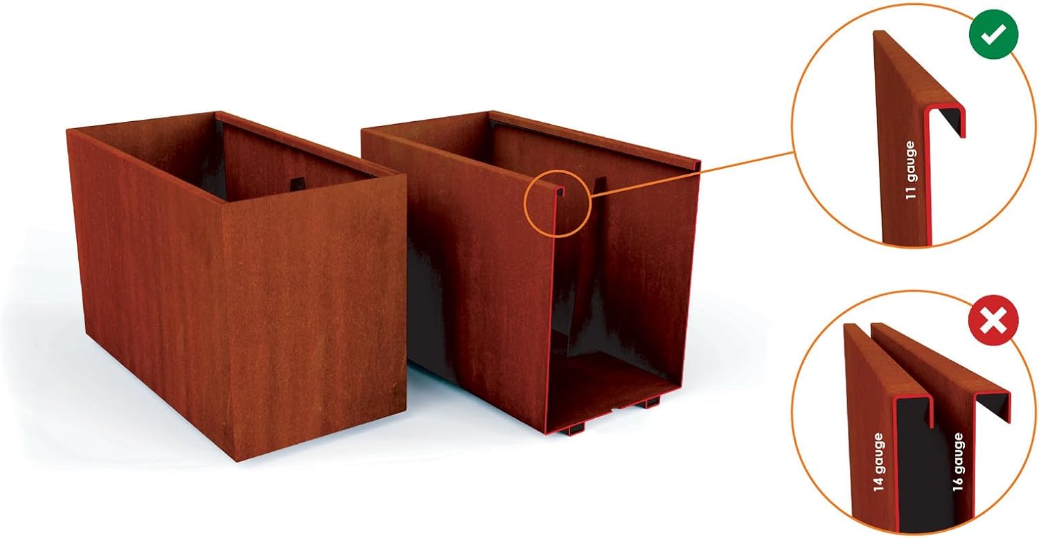 Plantercraft Large Round Planters for Outdoor Plants - 24 Inch Corten Steel Planter for Patio