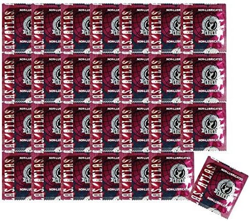 Atlas Premium Non-Lubricated Latex Condoms Bulk: Pack of 100 Condoms