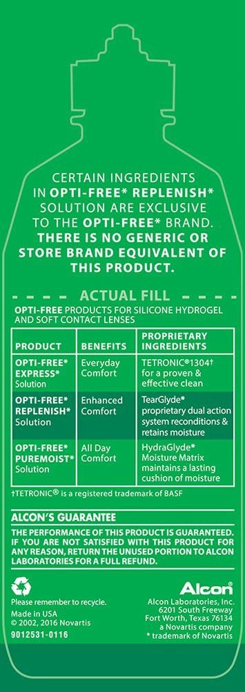 OPTI-FREE Replenish Multi-Purpose Contact Lens Solution, 10 Fl Oz