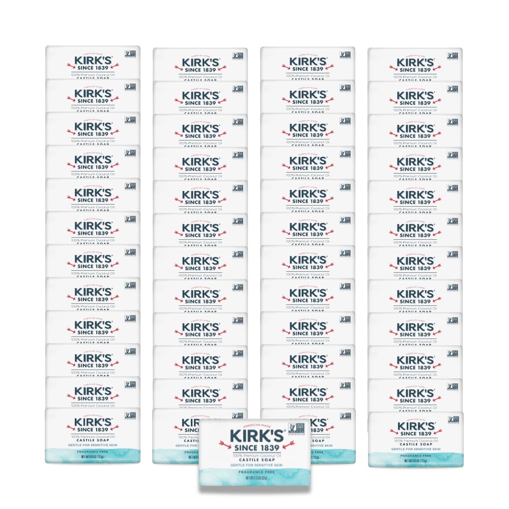 Kirk's Castile Bar Soap, Aloe Vera - Clinically Tested, Safe for Sensitive Skin with Coconut Oil, Vegan and Non-GMO - 4 oz Bars, 6 Pack
