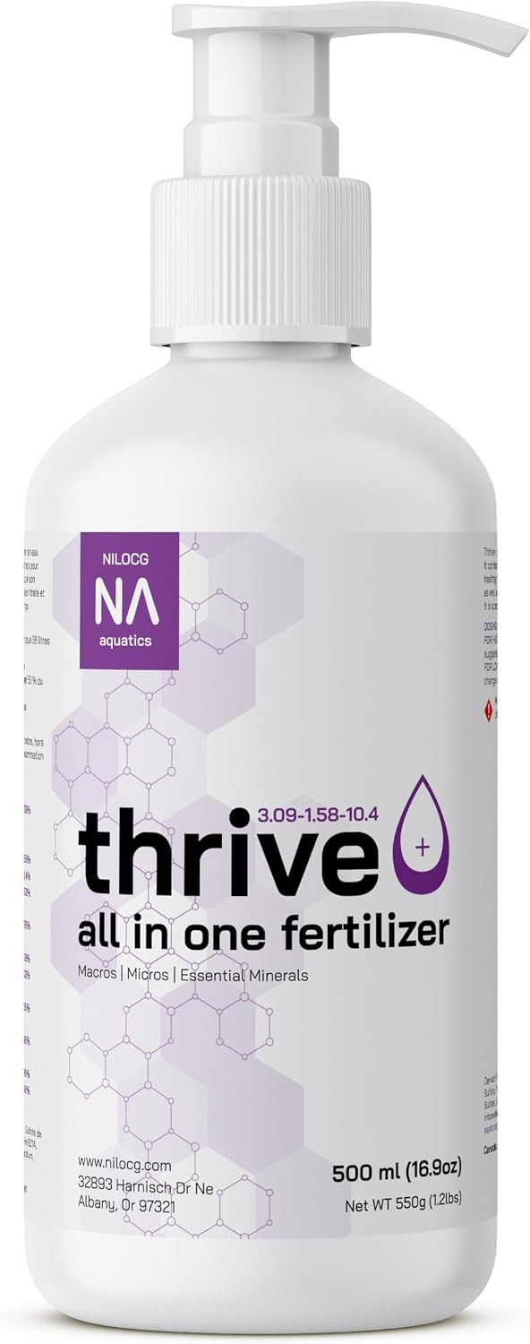 Thrive+ All in One Liquid Aquarium Plant Fertilizer – 500ml Highly Concentrated Aquatic Plant Fertilizer Solution – Nutrient-Rich Aquarium Plant Food – Convenient Usage – Effective Results