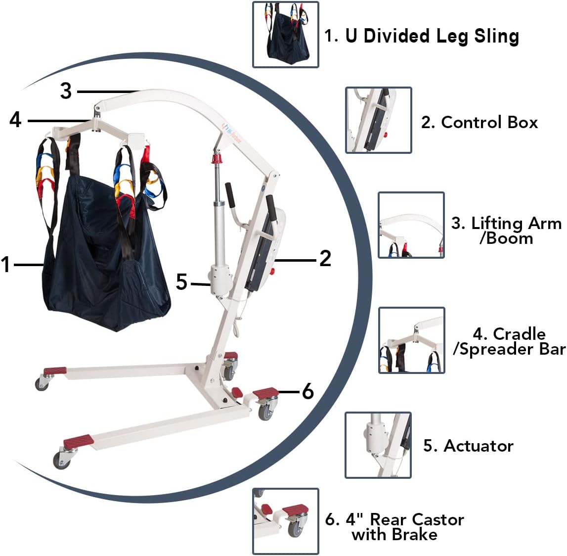 Patient Lift Electric Unfoldable Hydraulic Body Transfer for Home Use Seniors Easy-Assembly, Battery-Powered