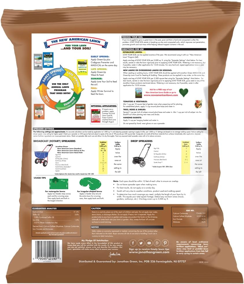 Jonathan Green (12191) Love Your Soil, Soil Food for Lawns in Hard Soils - Soil Amendment for Grass & Vegetable Gardens (15,000 Sq. Ft.)