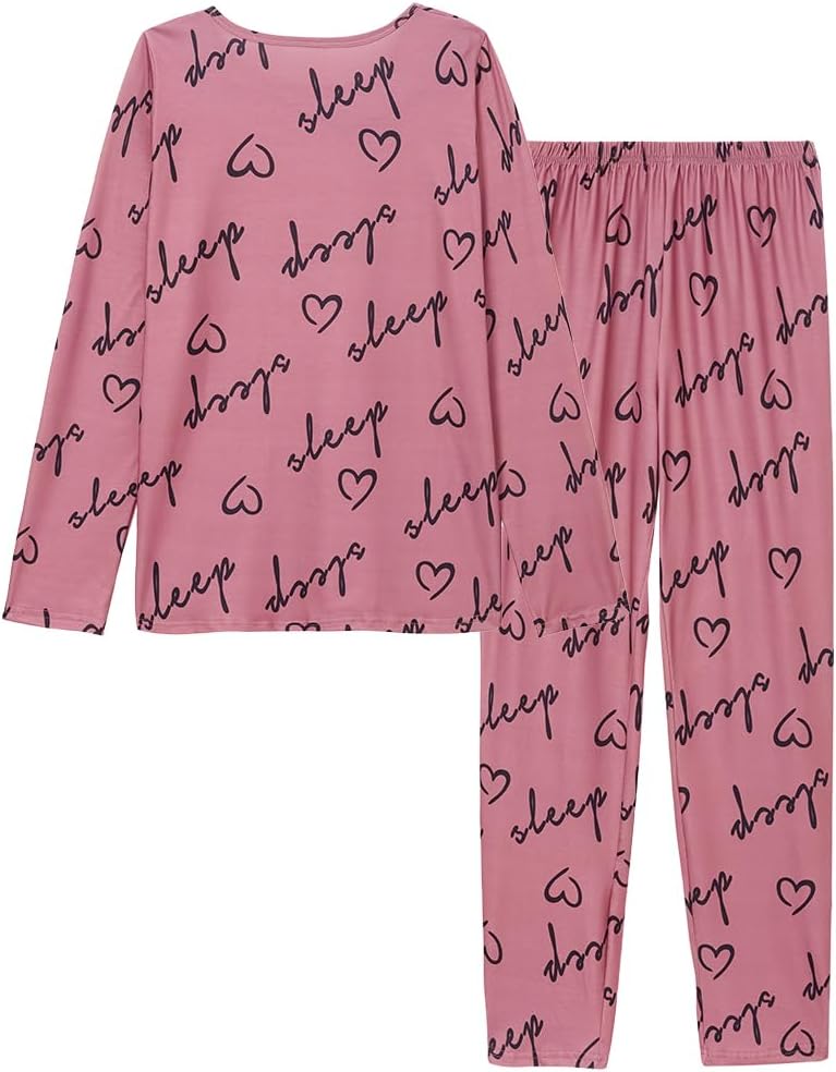 HONG HUI Women Pajamas Set Soft Christmas Pjs Holiday Loungewear Set Long Sleeve Top With Pants,S-3XL