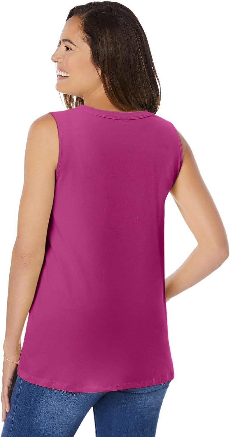 Woman Within Perfect Sleeveless Shirred V-Neck Tunic