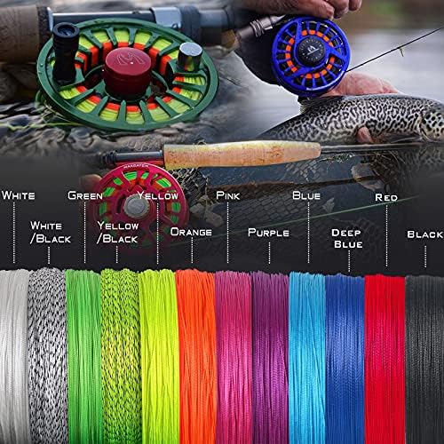 M MAXIMUMCATCH Maxcatch Braided Fly Line Backing for Fly Fishing 20/30lb(White, Yellow, Orange, Black&White, Black&Yellow, Blue, Pink, Green, Purple)