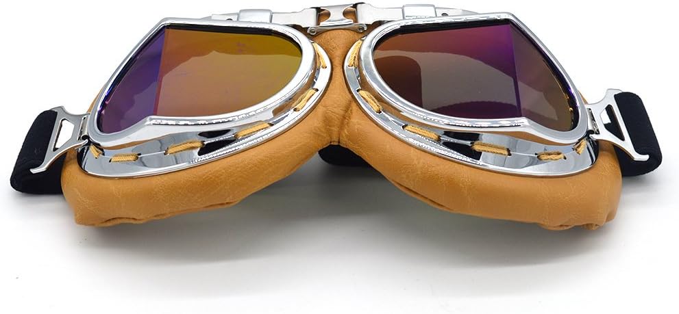 Motorcycle Goggles Anti Fog&Wind&Dust&Sand Aviator Pilot Motocross | Dirt Bike Atv Riding Goggles with Yellow Lens,Fit Over Glasses or Helmet