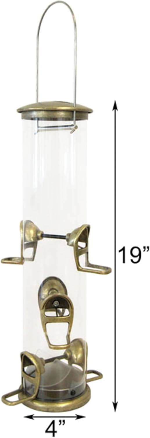 Aspects 420 Antique Brass Quick Clean Big Tube Feeder, Large, Brown/A