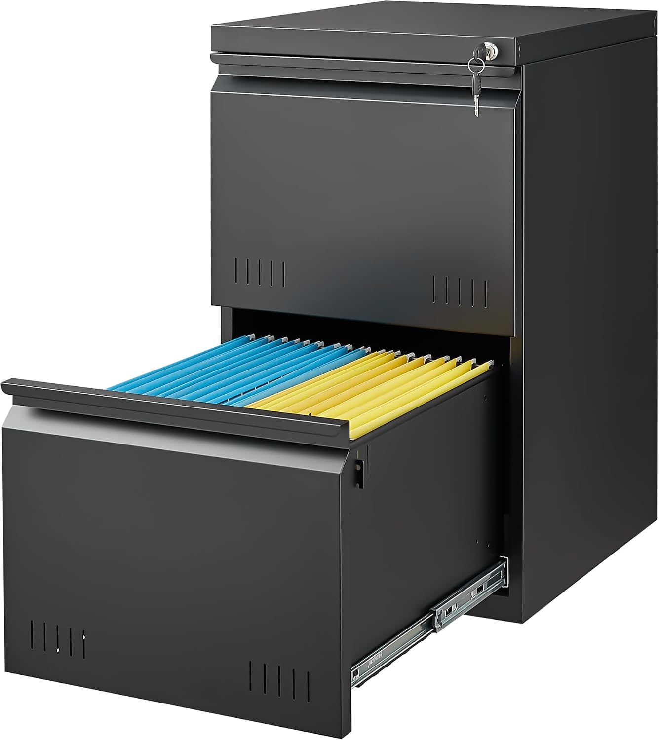 Guizeeopo 3 Drawer File Cabinet with Lock, File Cabinets for Home Office,Under Desk Cabinet, Locking File Cabinet for A4/Letter/Legal, Fully Assembled Expect Casters, Matte White