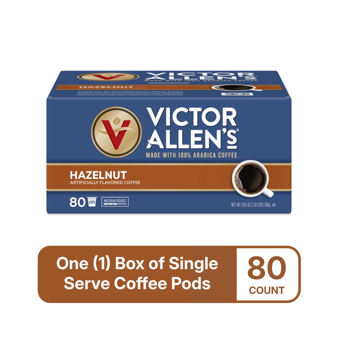 Victor Allen's Coffee Hazelnut Flavored, Medium Roast, 1 Pack - 12 Count, Single Serve Coffee Pods for Keurig K-Cup Brewers