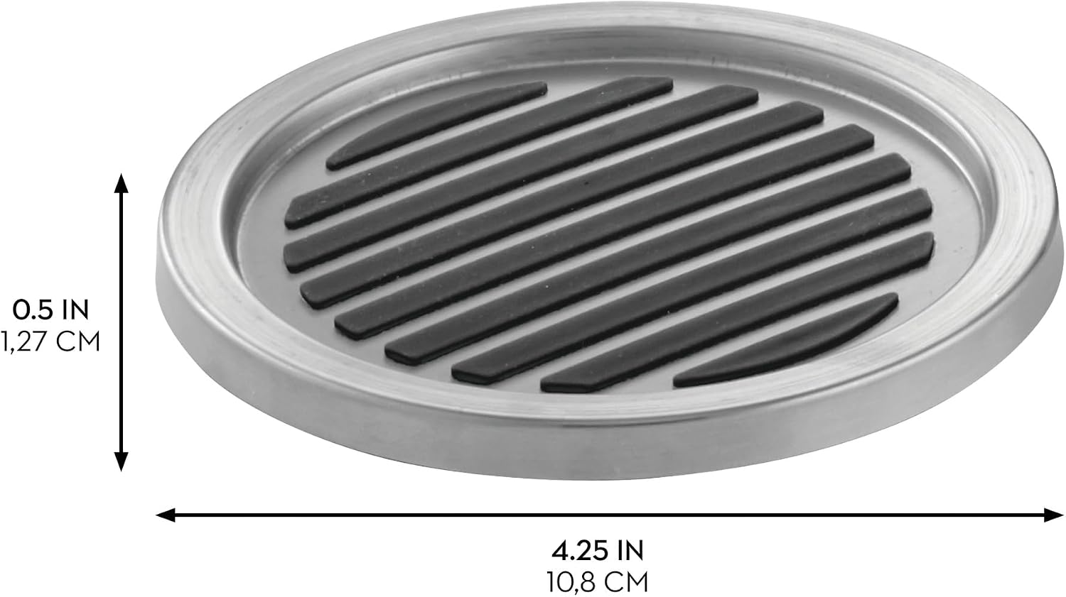 iDesign Forma Brushed Stainless Steel Drink Coasters for Home Counters, Kitchen, Dining Room, Living Room, Patio, Coffee Table, Set of 4, Black