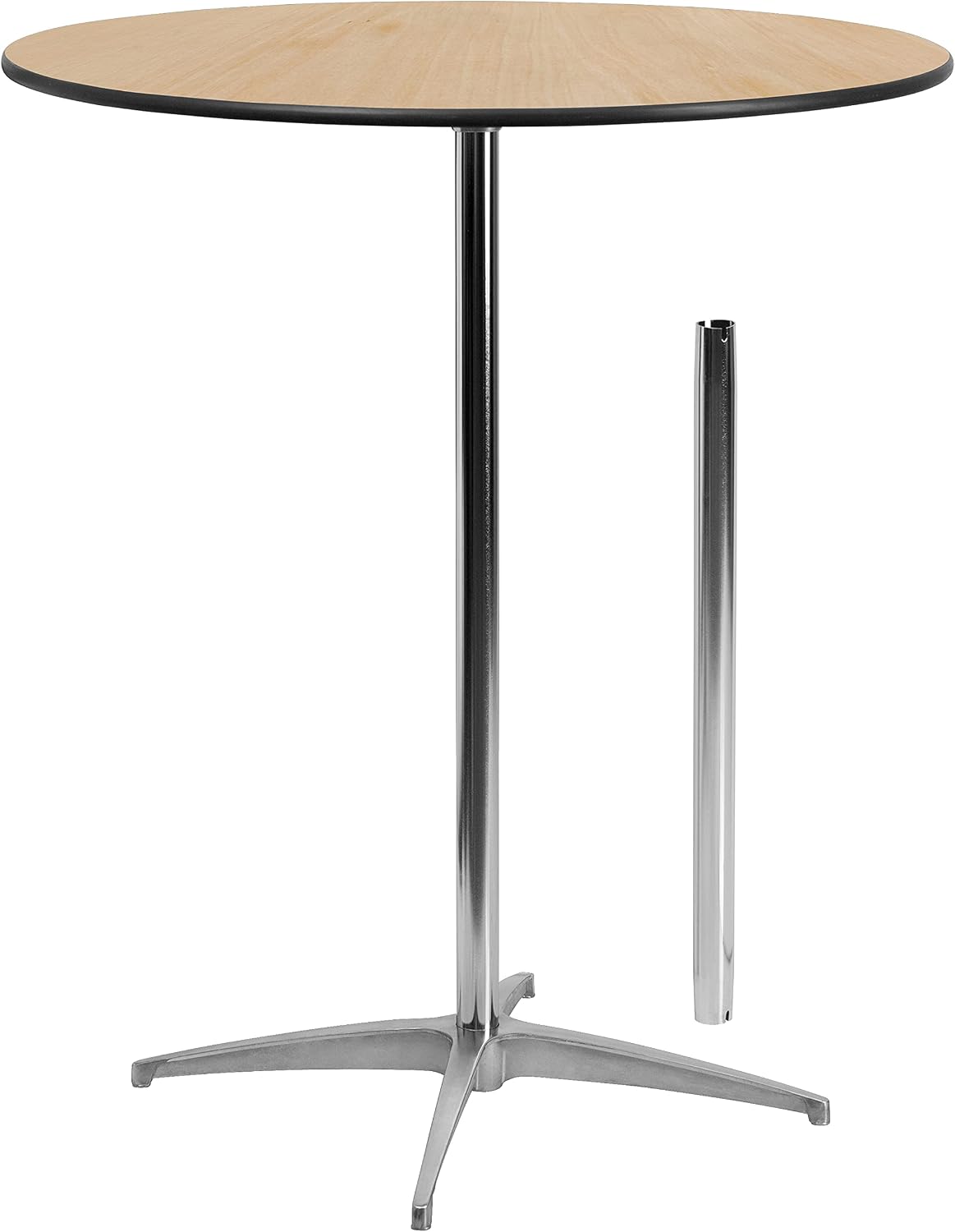 Flash Furniture Lars 24" Round Wood Cocktail Table with 30" and 42" Adjustable Columns, Adjustable Bar Height, for Events or Home Use