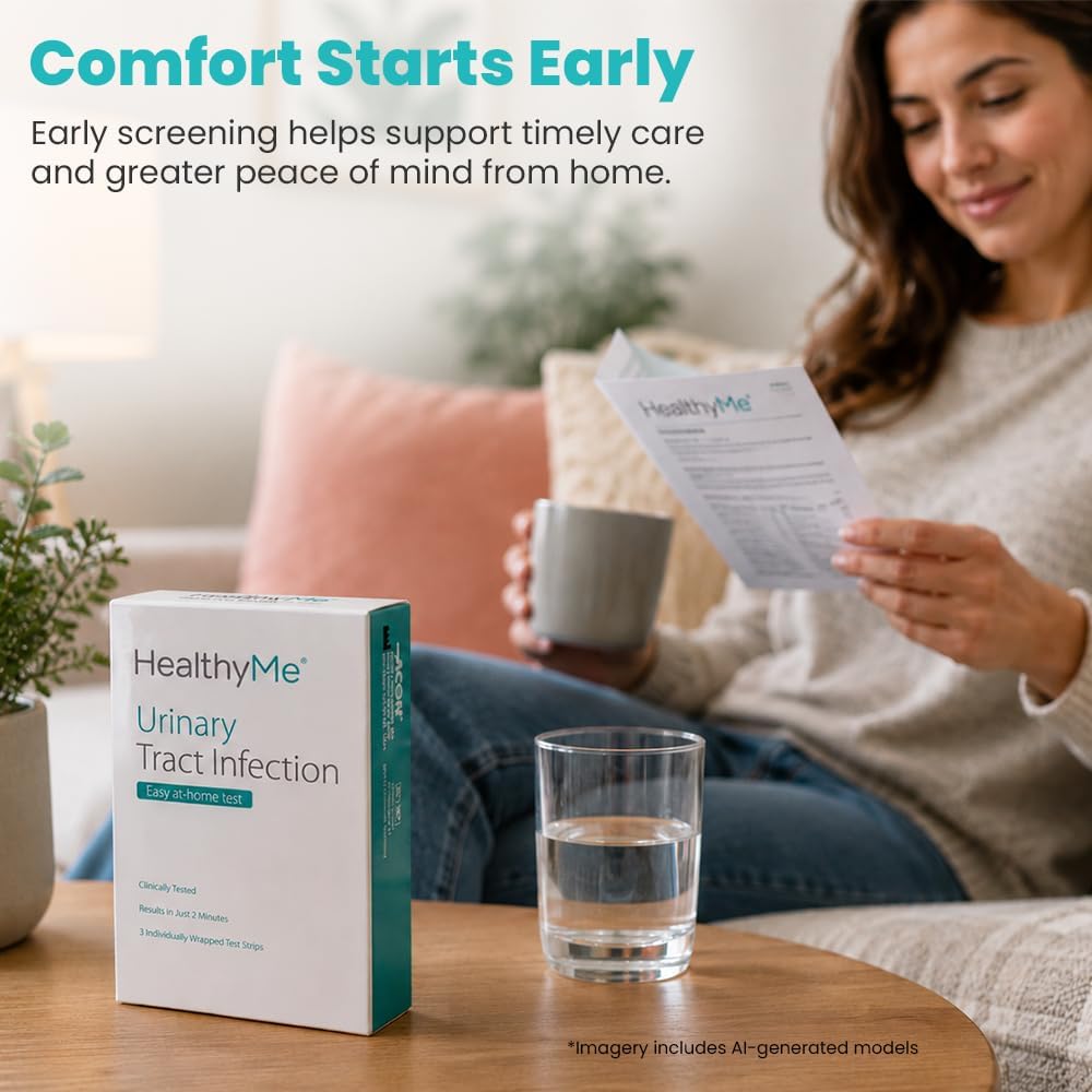 HealthyMe Urinary Tract Infection (UTI) Test Strips | 3 Individually Pouched, Self-Testing Strips, Accurate, Easy to Read, Results in 2 Minutes