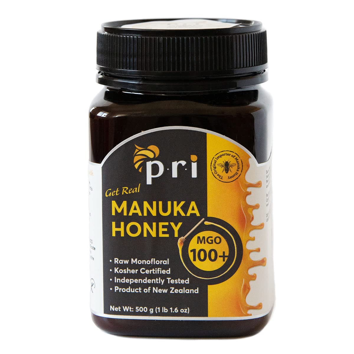 P.R.I Manuka Honey, MGO 100+ New Zealand Raw Monofloral Manuka Honey, 500g
