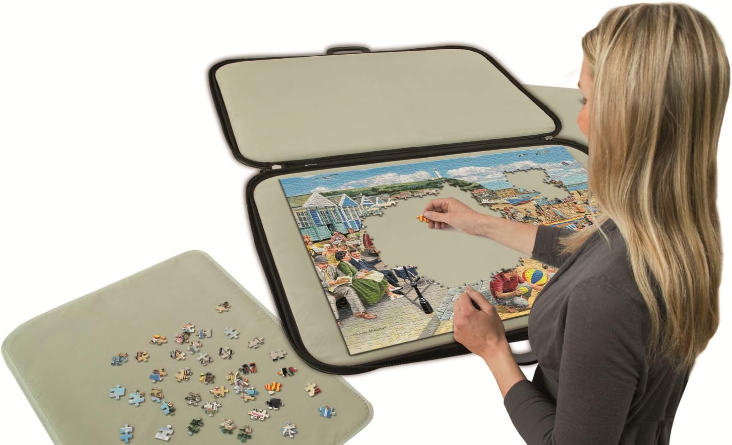 Jumbo, Puzzle Mates, Portapuzzle Deluxe - Standard 1, 000 Piece Jigsaw Storage Board Case, Jigsaw Puzzle Accessories