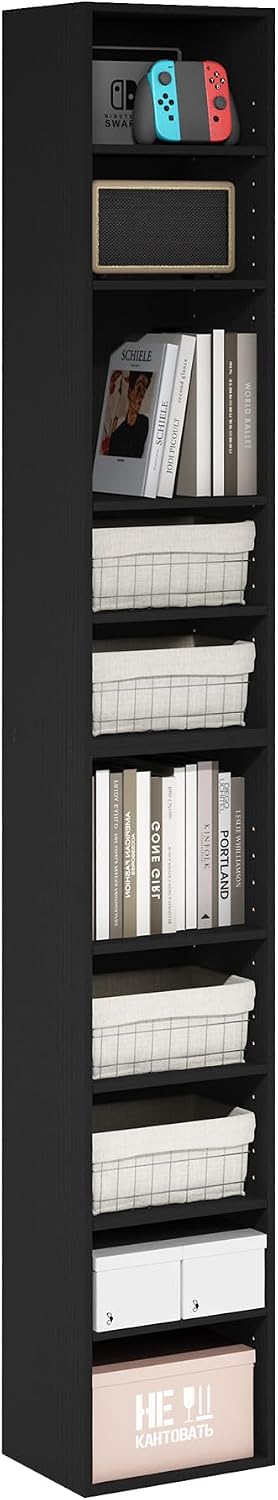 Furinno LUDER Book Shelf, 6-Tier Tall Modern Bookshelf, Bookcase with Open Shelves, 9.3 x 12 x 71, for Living Room, Bedroom, Home Office, White