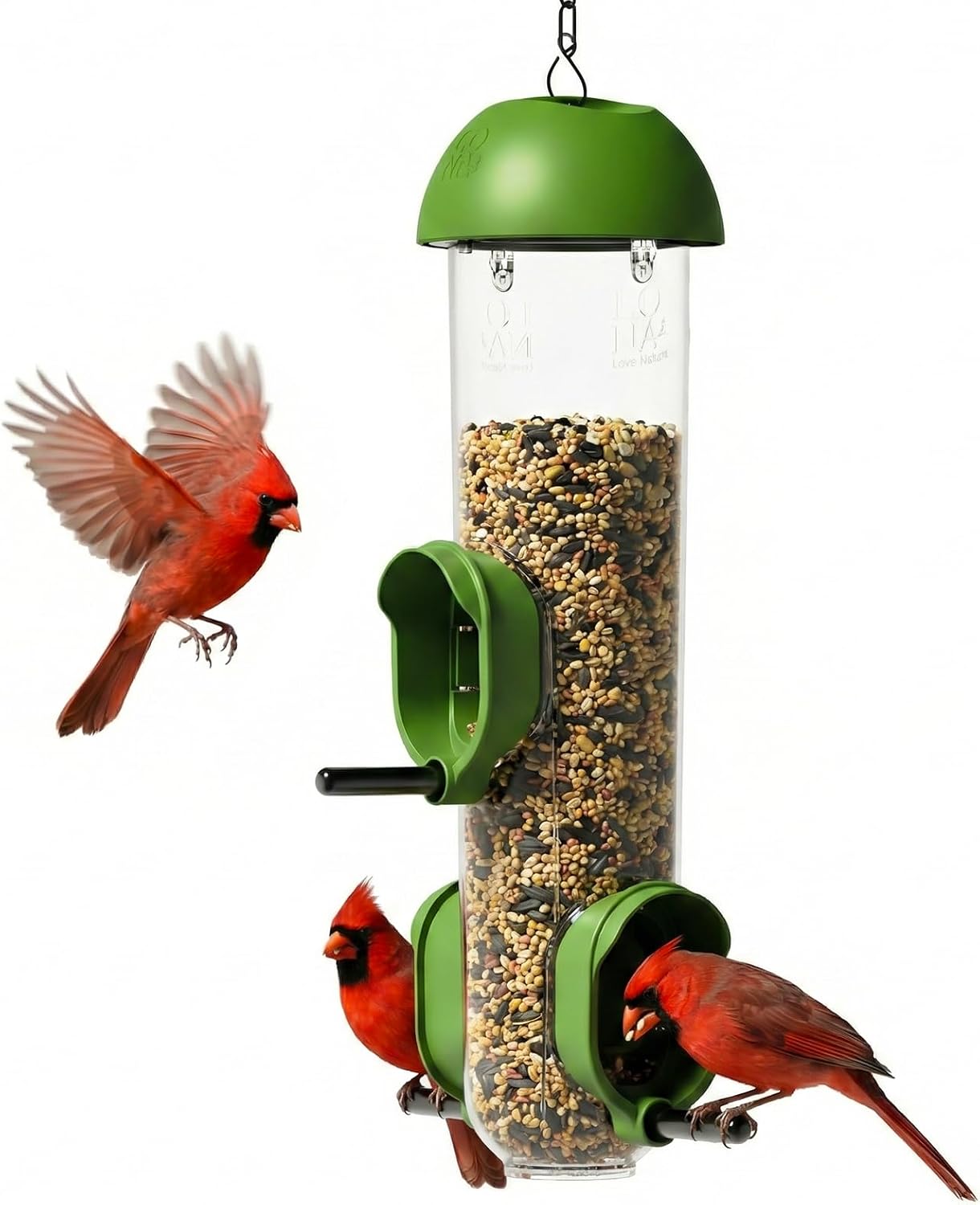 LONA Bird Feeders for Outdoors, Tube Feeder Weatherproof with Multiple Hanging Methods, Wild Bird Feeding Silo for Outside, 3 Port