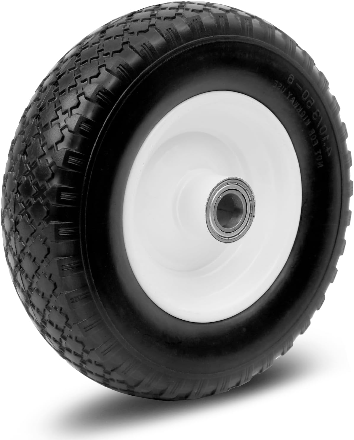 MaxxHaul 12" Flat Free Solid Tire 4.10/3.50-6" Replacement Wheel – 1" Bore 5/8" Adapter & 3.75" Center Hub – Fits Compatible Trailer Dollies &