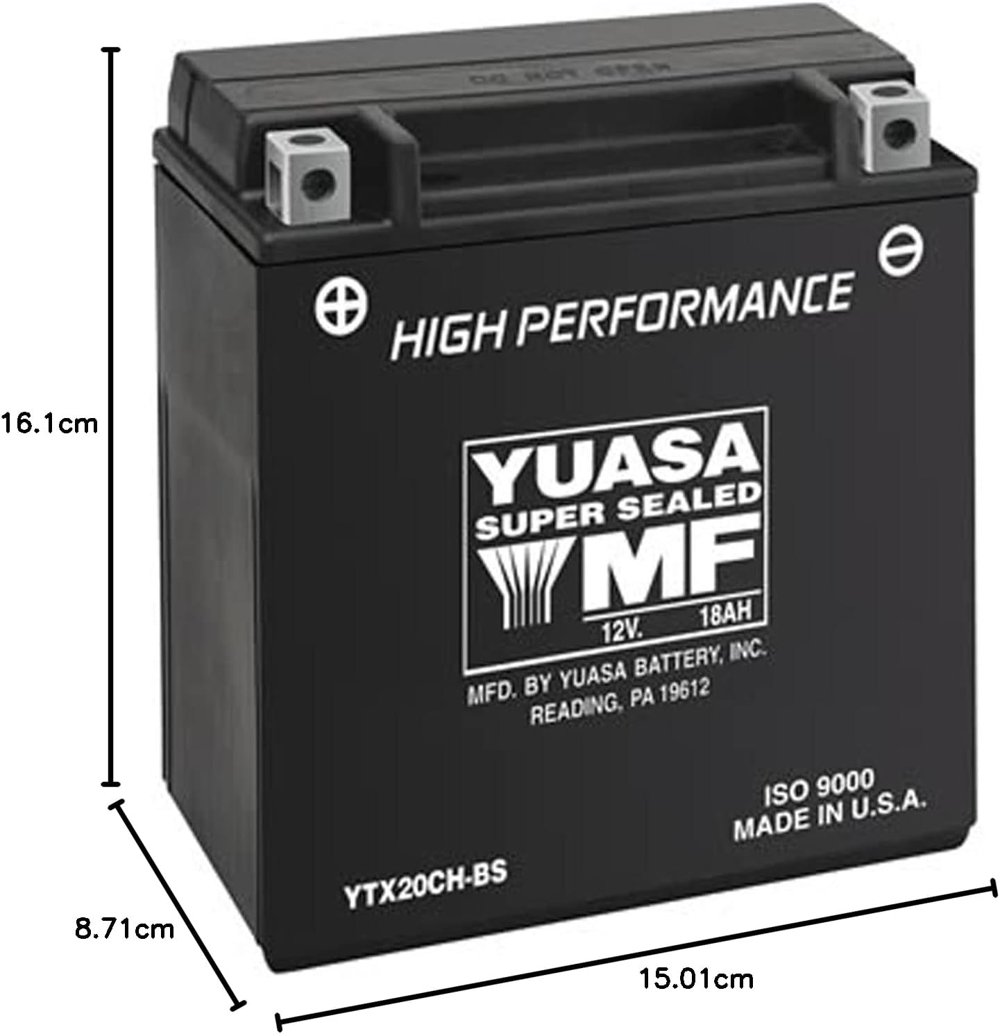 Yuasa YUAM6220C YTX20CH-BS Maintenance Free H Series AGM Battery with Acid pack