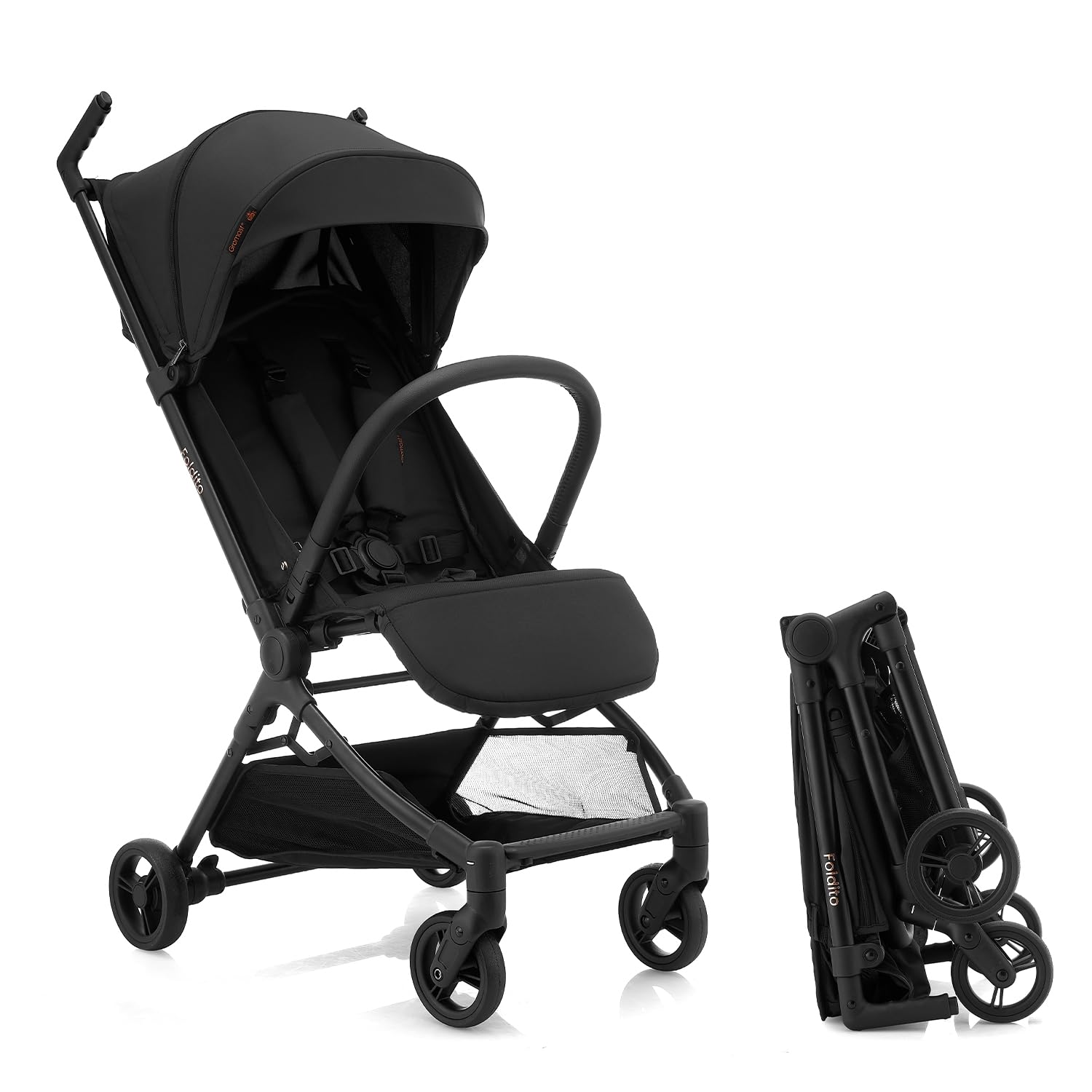 Gromast Travel Stroller for Airplane, Ultra Compact & Lightweight – Only 9.9 lbs, Portable Infant Toddler Baby Stroller, w/UPF 50+ Canopy - Black