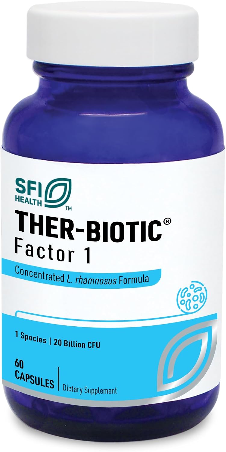 Klaire Labs SFI Health Ther-Biotic Factor 1 Probiotic, 60 Capsules | Gut + Immune Support, Lactobacillus Rhamnosus Single Species Probiotic, 20 Billion CFU, L Rhamnosus Probiotics