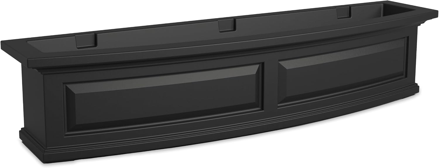 Mayne Nantucket 36in Self-Watering Rectangular Window Box Planter, White | Self-watering, All season, Fade resistant, Mounting brackets included, Built-in overflow, 15-year warranty