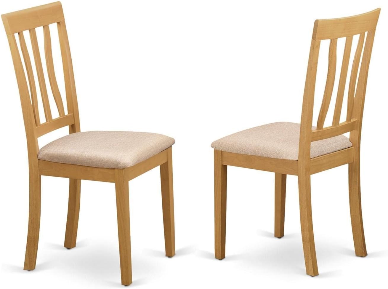 East West Furniture ANC-WHI-W Antique Dining Room Chairs - Slat Back Solid Wood Seat Chairs, Set of 2, Buttermilk & Cherry